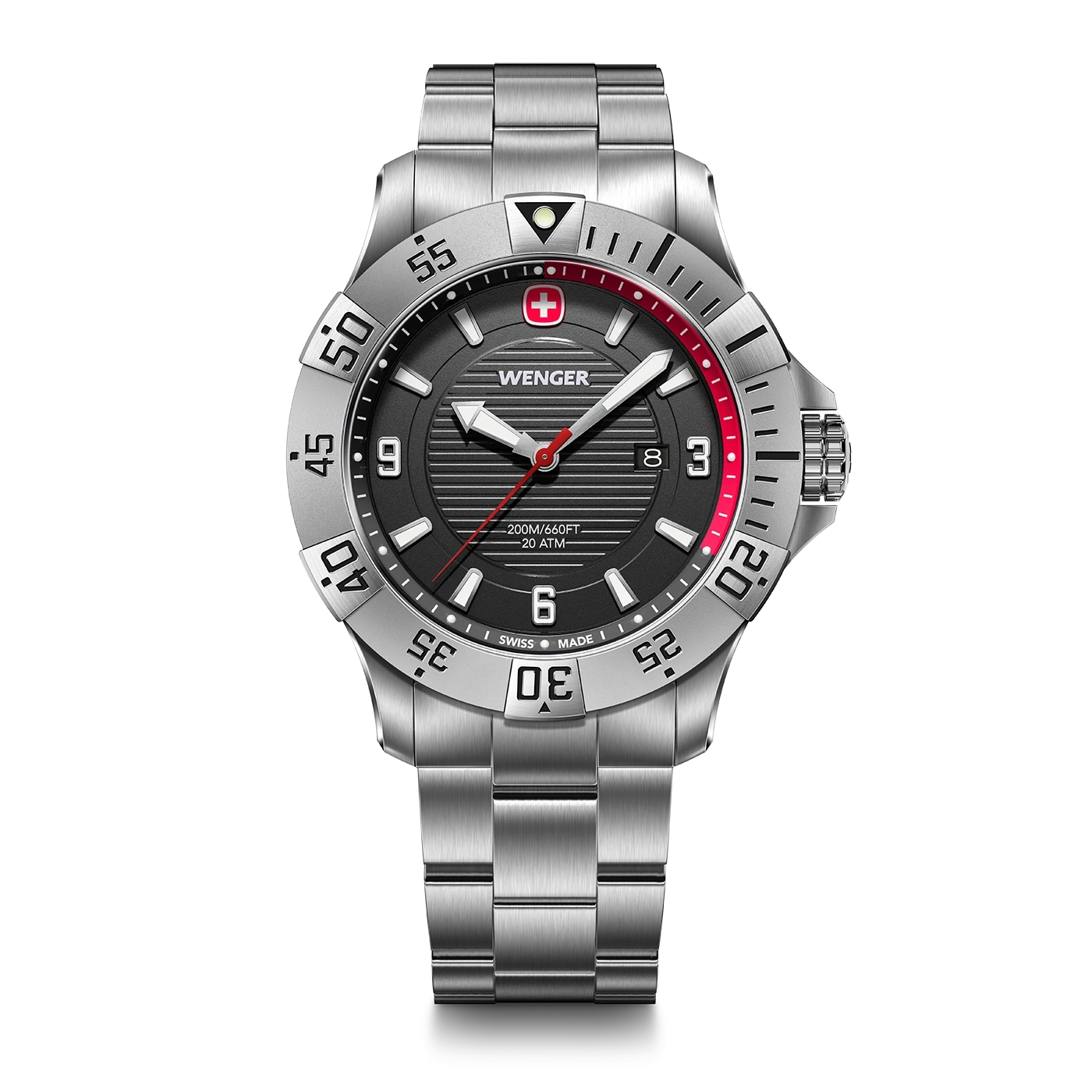 Men's watch silver-black Ø 43 mm Sporty, water-resistant quartz watch for all urban adventurers
