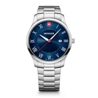 Herrenuhr silber-blau Ø 42 mm Schlanke, minimalistische Uhr im klassischen Design