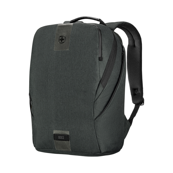 Dunkelgrauer Rucksack mit schwarzem Griff und Reißverschluss, 1893