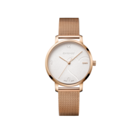Damenuhr roséfarben Ø 38 mm Feminine Uhr mit Swarovski-Kristallen