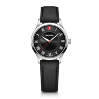 Damenuhr schwarz Ø 34 mm Schlanke, minimalistische Uhr im klassischen Design