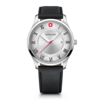 Herrenuhr schwarz-silber Ø 42 mm Schlanke, minimalistische Uhr im klassischen Design