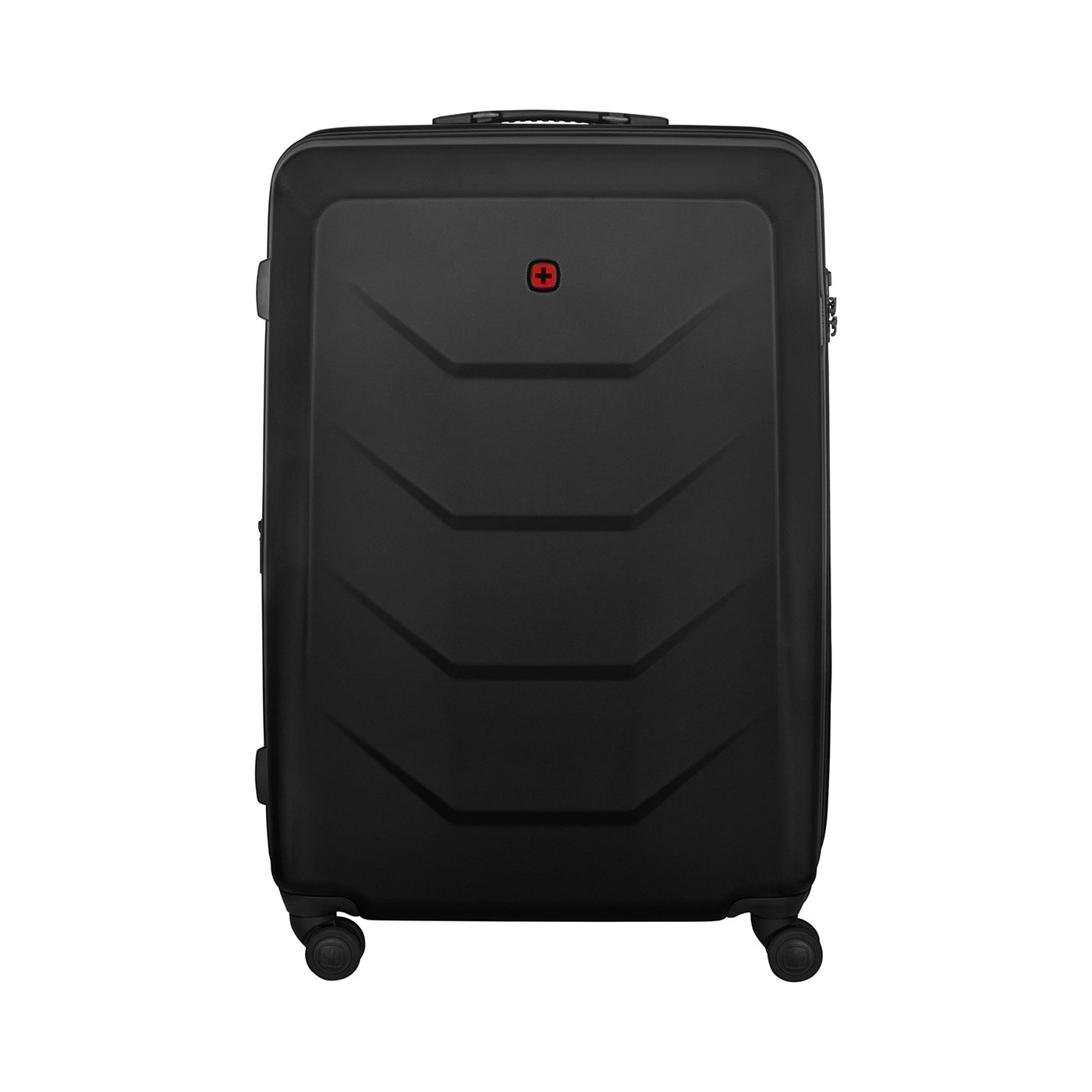 Black suitcase with red cross logo on a black background
