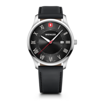 Herrenuhr schwarz Ø 42 mm Schlanke, minimalistische Uhr im klassischen Design