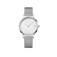 Damenuhr silber Ø 38 mm Feminine Uhr mit Swarovski-Kristallen