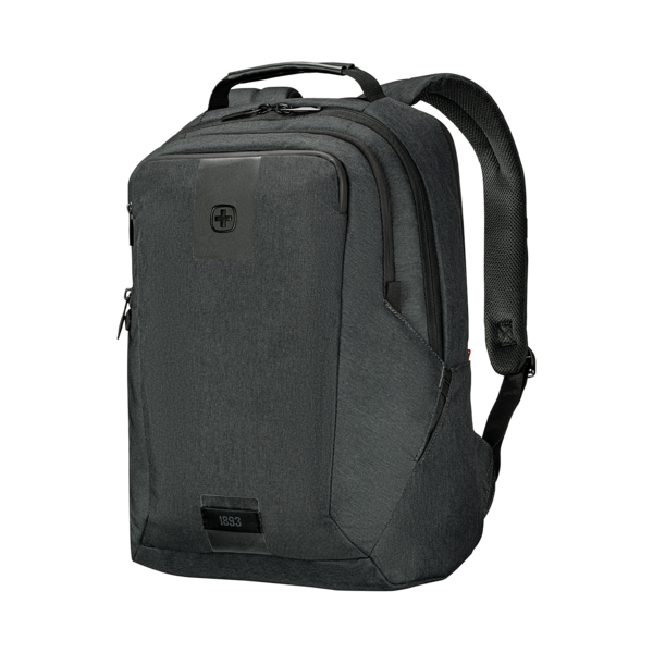 Schwarzer Rucksack mit Logo und Reißverschlüssen, 1893