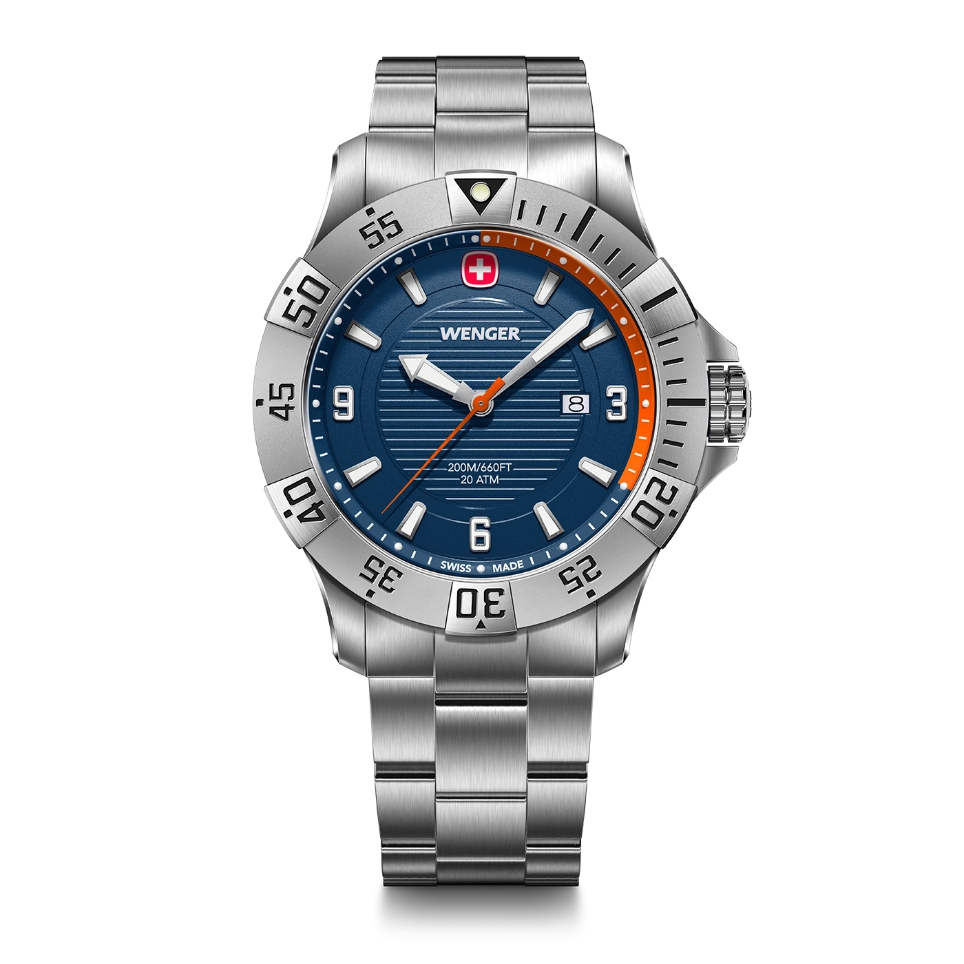 Men's watch silver-blue Ø 43 mm Sporty, water-resistant quartz watch for all urban adventurers