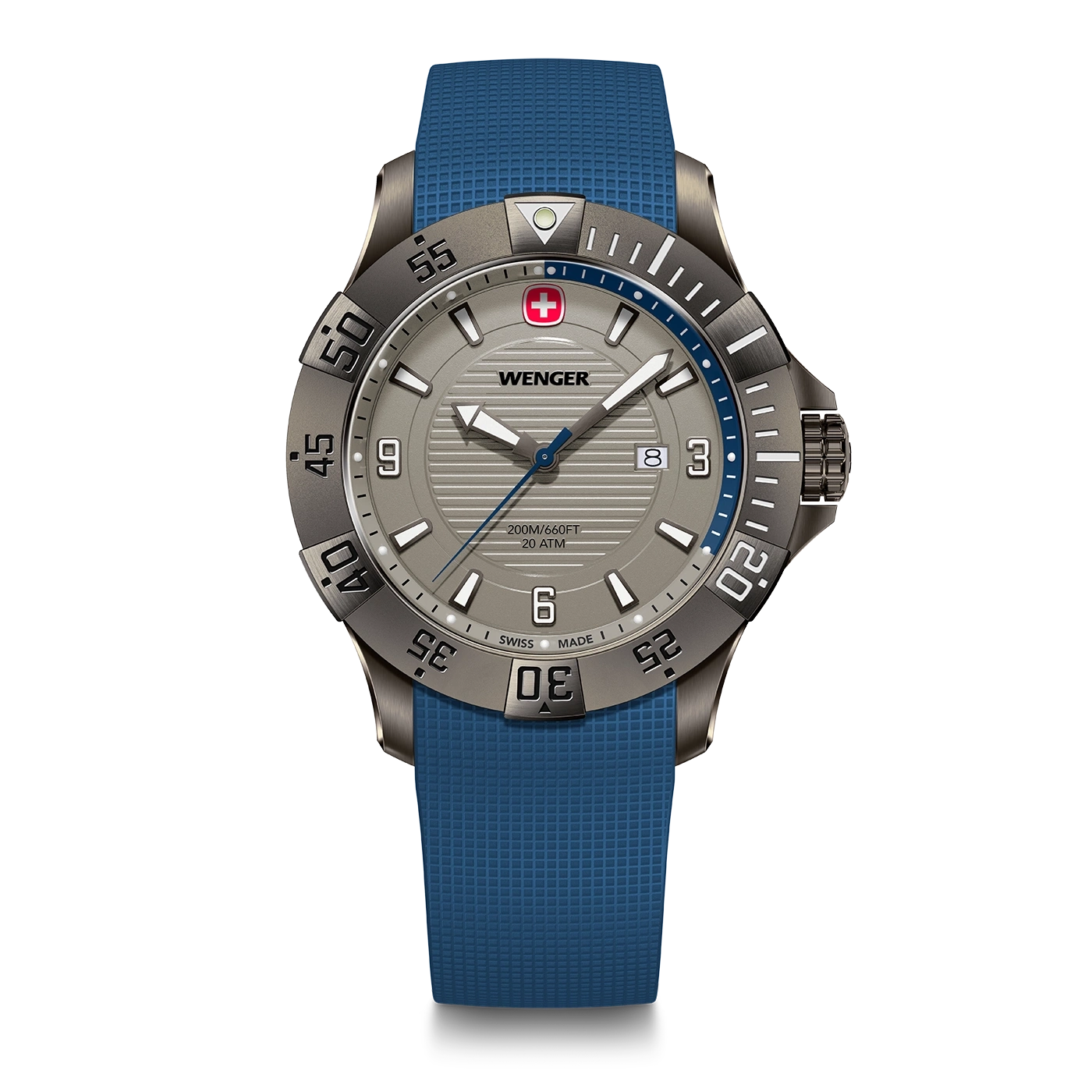 Men's watch blue-grey Ø 43 mm Sporty, water-resistant quartz watch for all urban adventurers