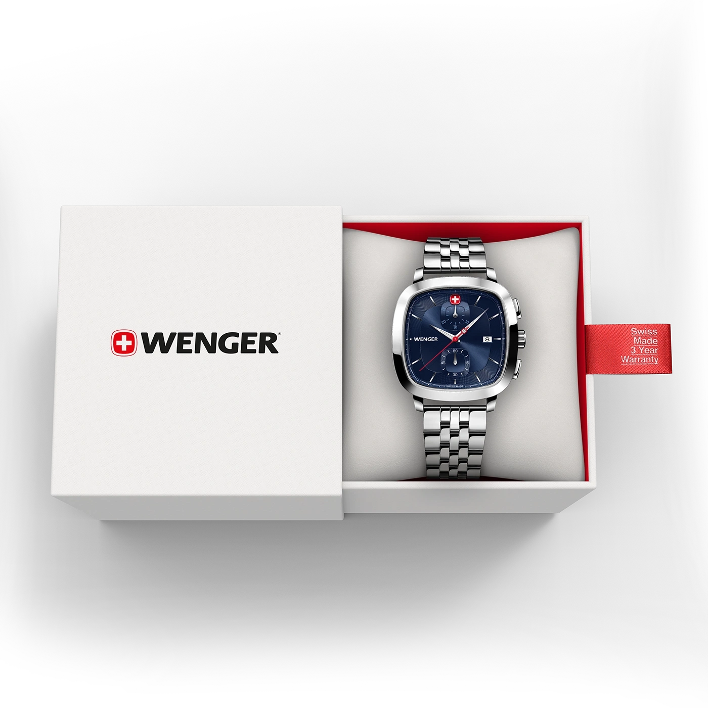 Wenger watch in a box. Swiss made watch with a 3-year warranty.