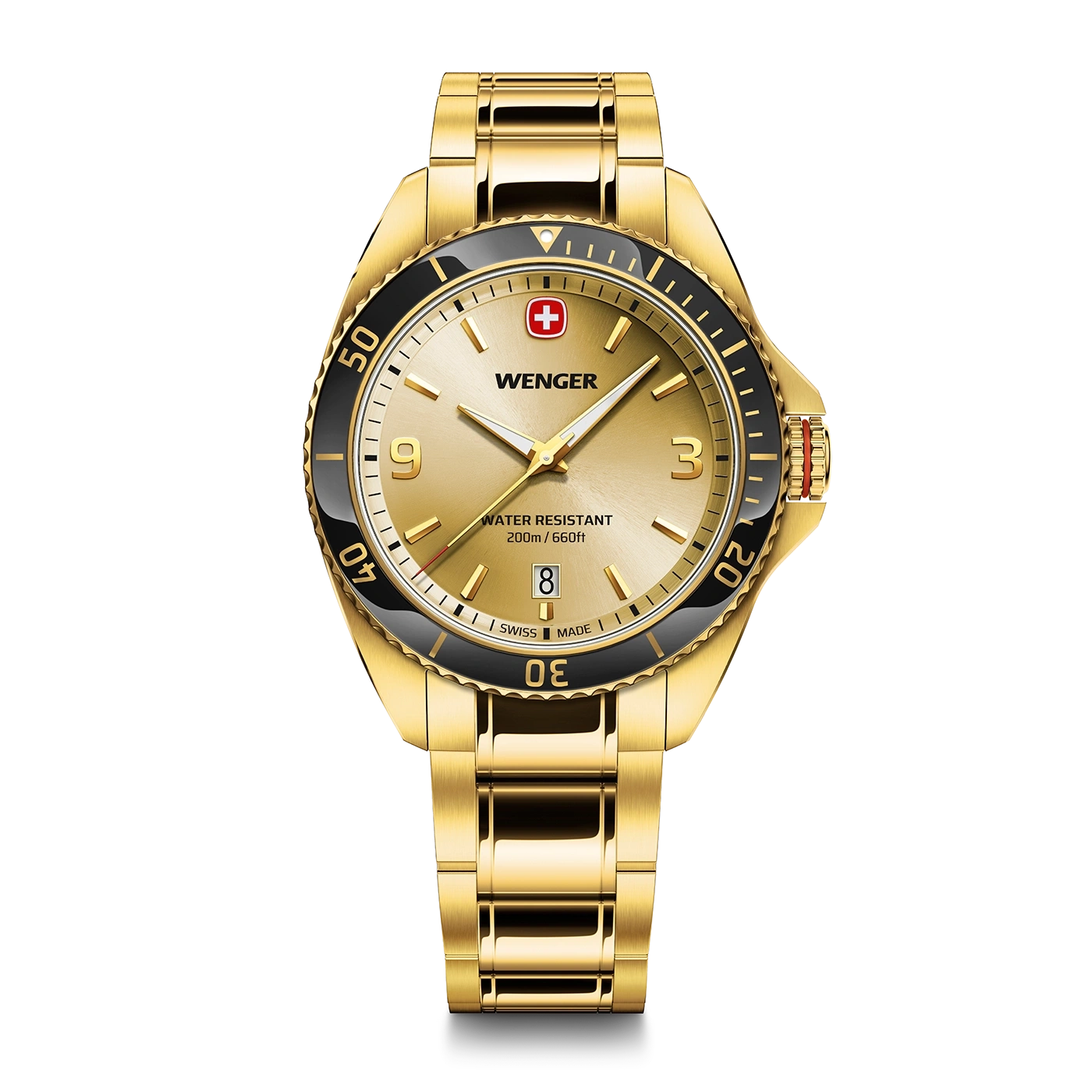Men's watch gold-coloured Ø 40 mm Elegant quartz watch, made in Switzerland