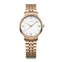 Damenuhr roségold-weiss Ø 35 mm Feminine Uhr mit Swarovski-Kristallen