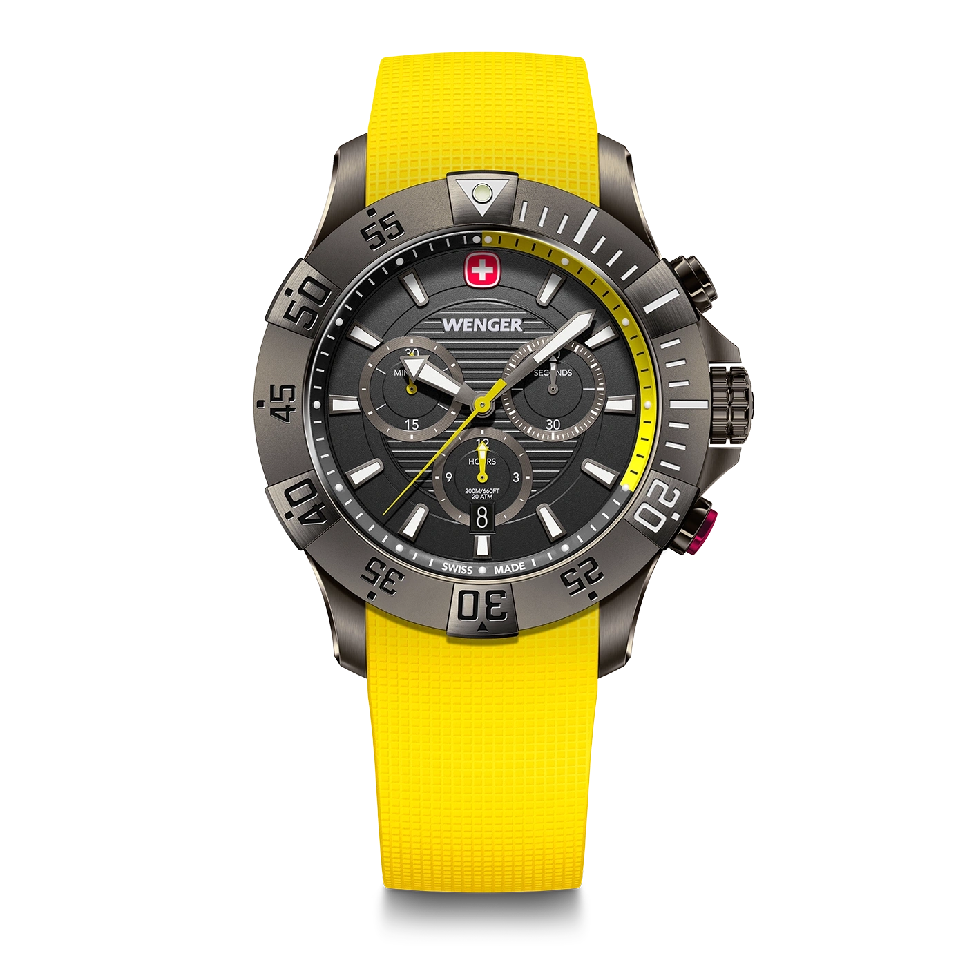 Chrono men's watch yellow-grey Ø 43 mm Sporty, water-resistant quartz chronograph for all urban adventurers
