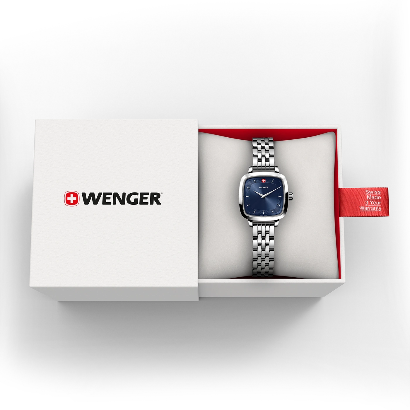 Wenger Uhr in einer Box. Schweizer Uhr mit 3 Jahren Garantie.