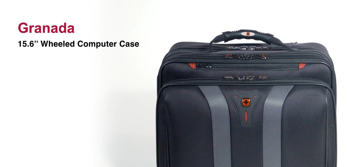Schwarzer Koffer mit Rädern, Granada, 15,6 Zoll, Computer Case, Reisegepäck