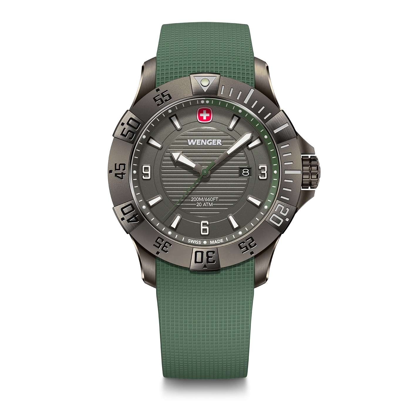 Men's watch green-grey Ø 43 mm Sporty, water-resistant quartz watch for all urban adventurers