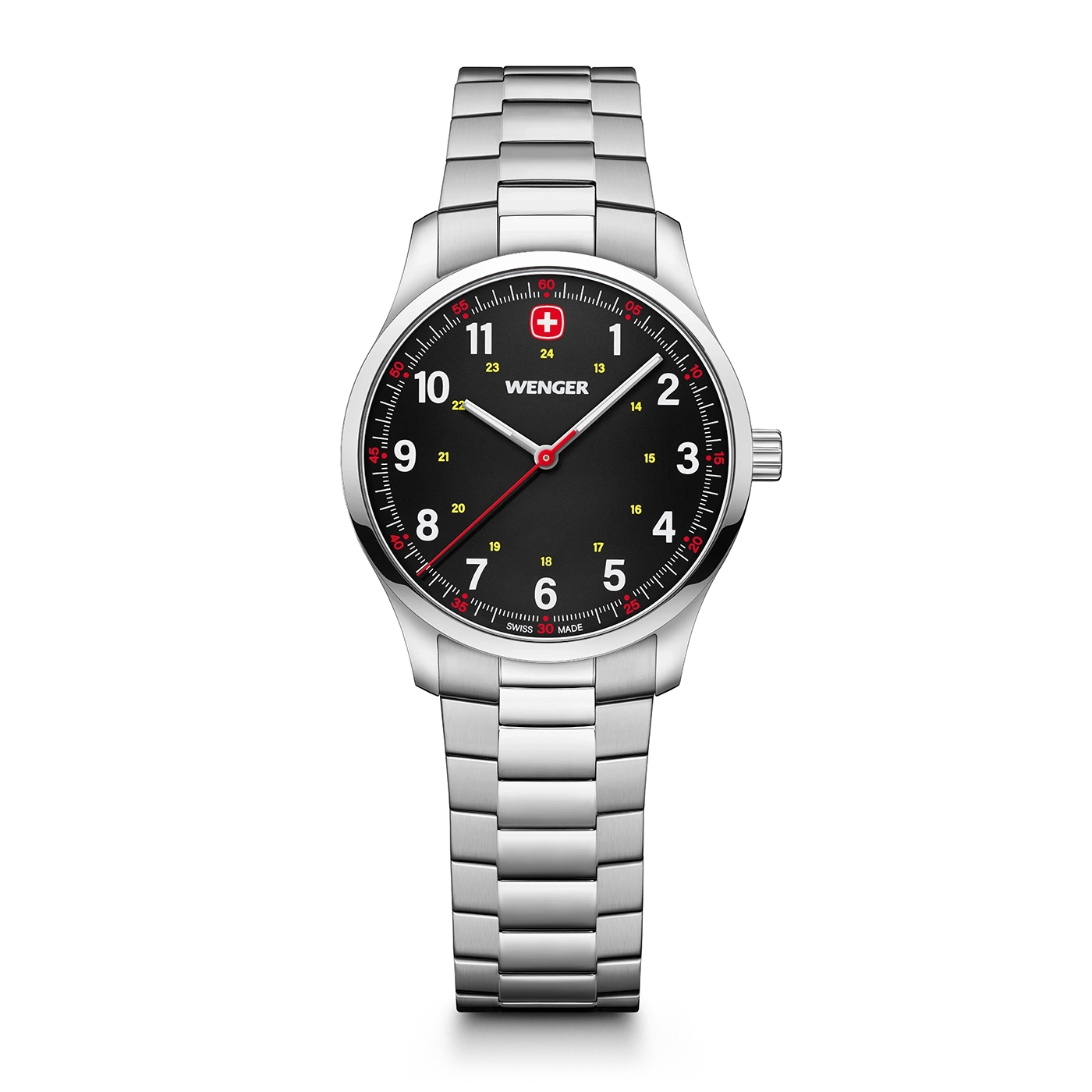 Ladies' watch silver, black Ø 34 mm Slim, minimalist watch with a sporty design