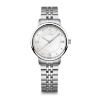 Damenuhr silber-weiss Ø 35 mm Feminine Uhr mit Swarovski-Kristallen
