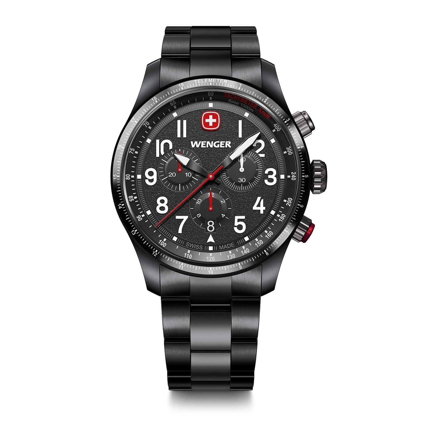 Chrono men's watch black, silicone Ø 43 mm Sporty chronograph with unrivalled aesthetics