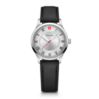 Damenuhr schwarz-silber Ø 34 mm Schlanke, minimalistische Uhr im klassischen Design