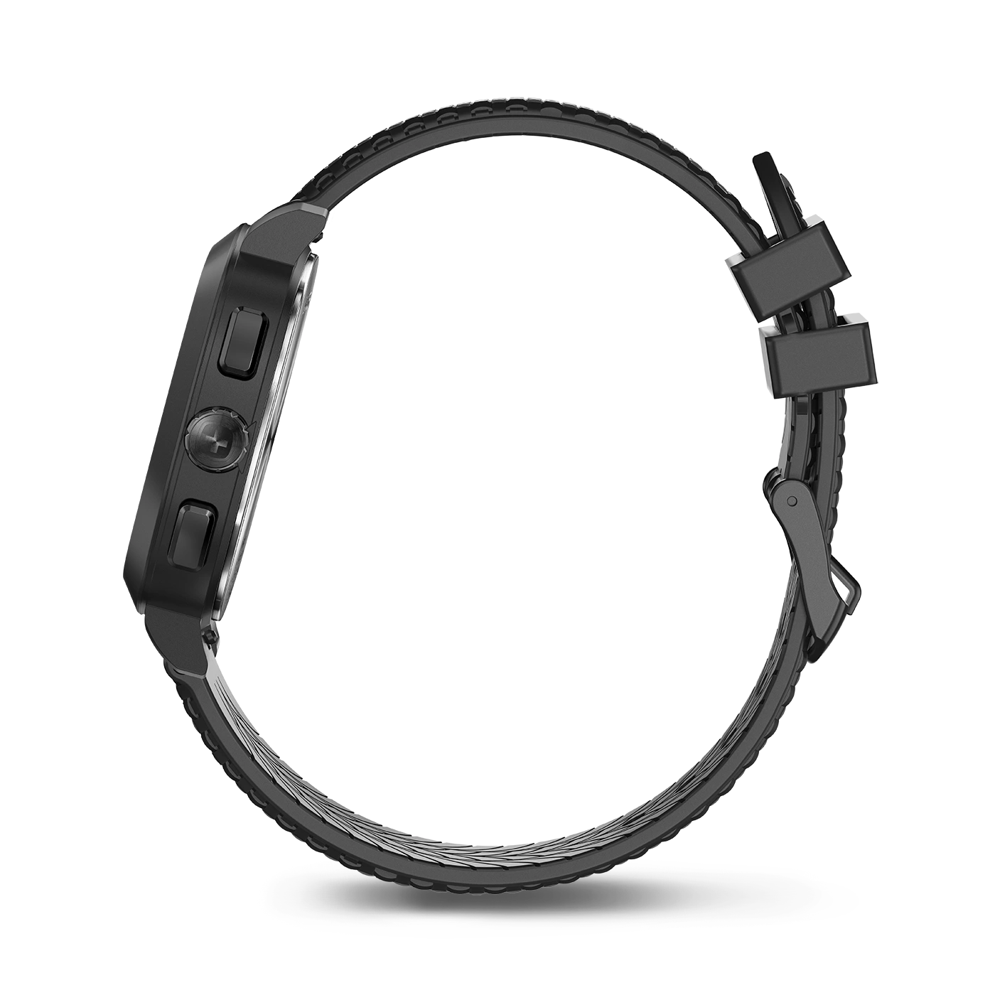 Black smartwatch with strap, side view, close-up, technology, modern design