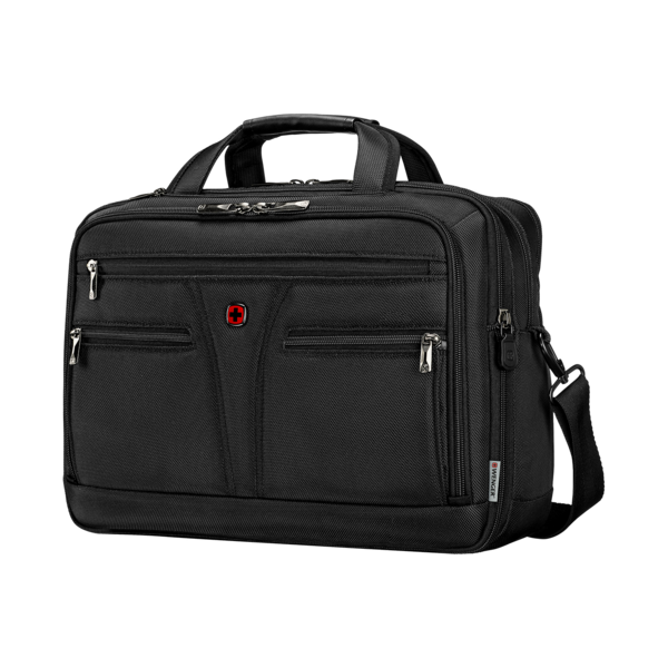 Schwarze Aktentasche mit Reißverschlüssen und rotem Kreuz-Logo