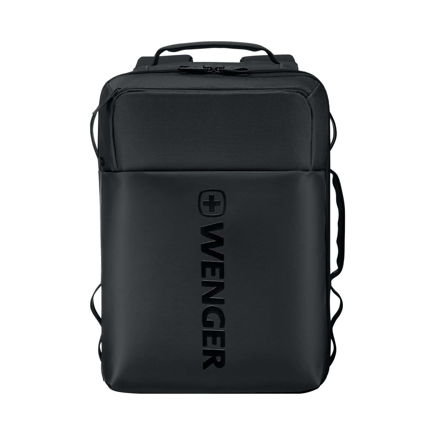 Sac à dos Wenger noir avec logo sur le devant.