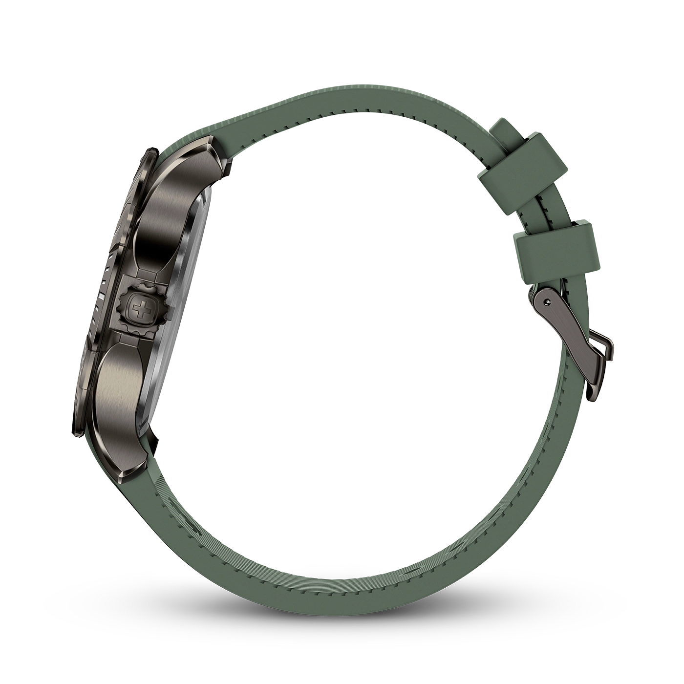 Watch with green strap, side view, close-up, modern design, accessory, detail shot