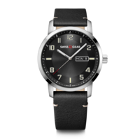 Herrenuhr schwarz-silber Ø 42 mm Multifunktionale Uhr mit Tages- und Datumsanzeige