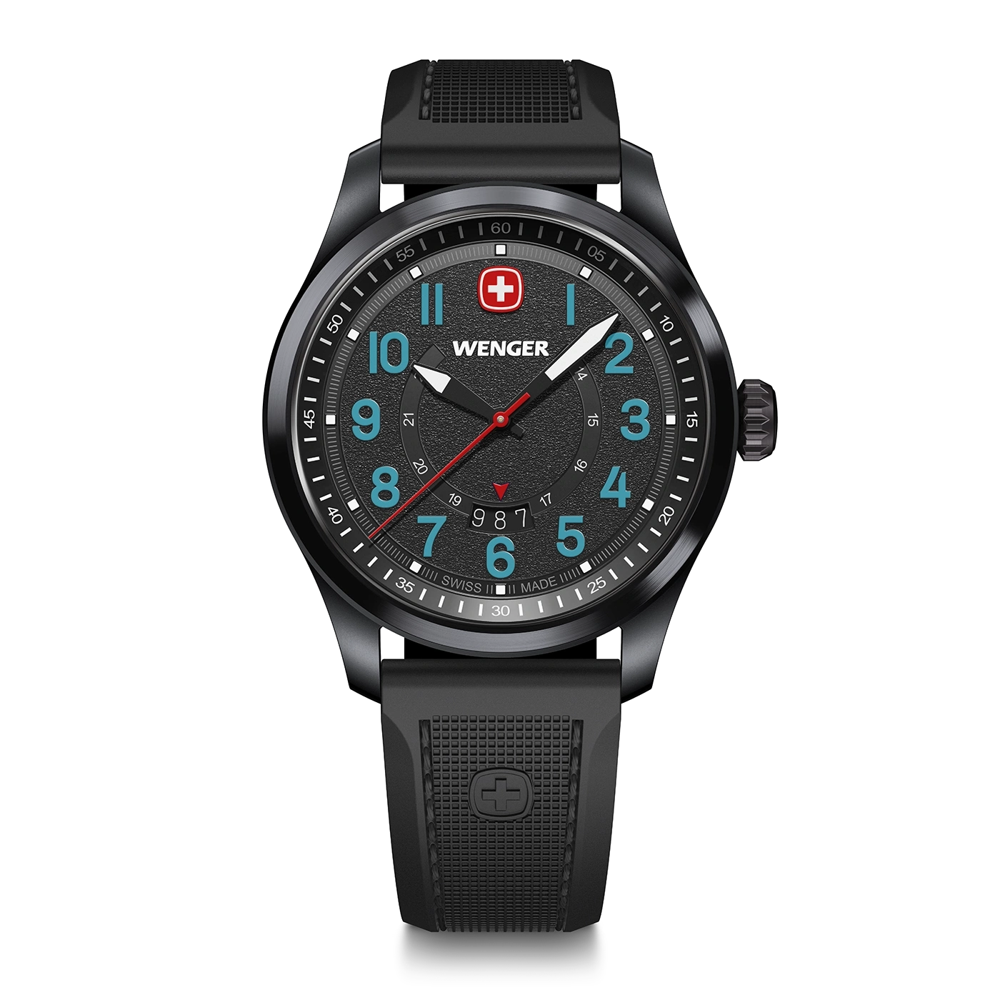 Men's watch black, silicone Ø 43 mm Sporty quartz watch with unrivalled aesthetics