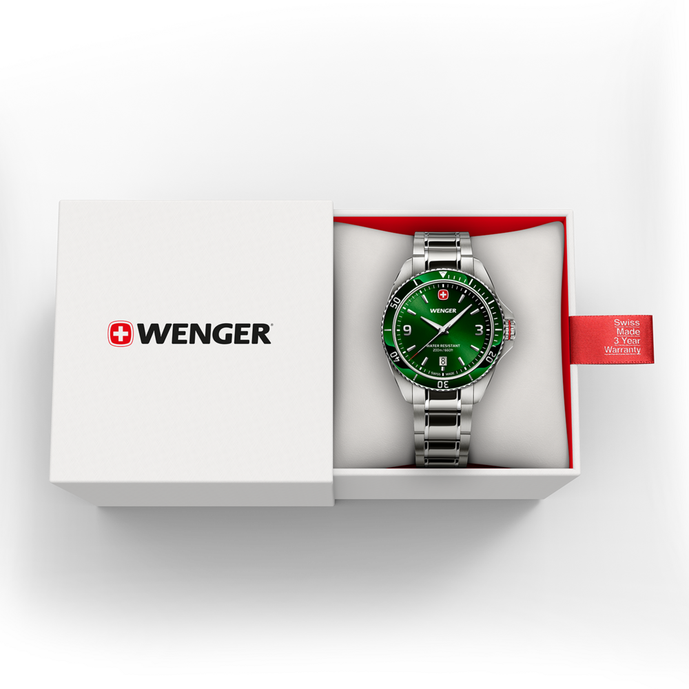 Wenger Uhr in einer Box mit Garantie. Schweizer Uhr.