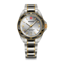 Herrenuhr silber-zweifarbig Ø 40 mm Elegante Quarzuhr, hergestellt in der Schweiz