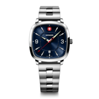 Herrenuhr silber-blau Ø 37 mm Eine klassische, sportliche Uhr mit modernem Twist