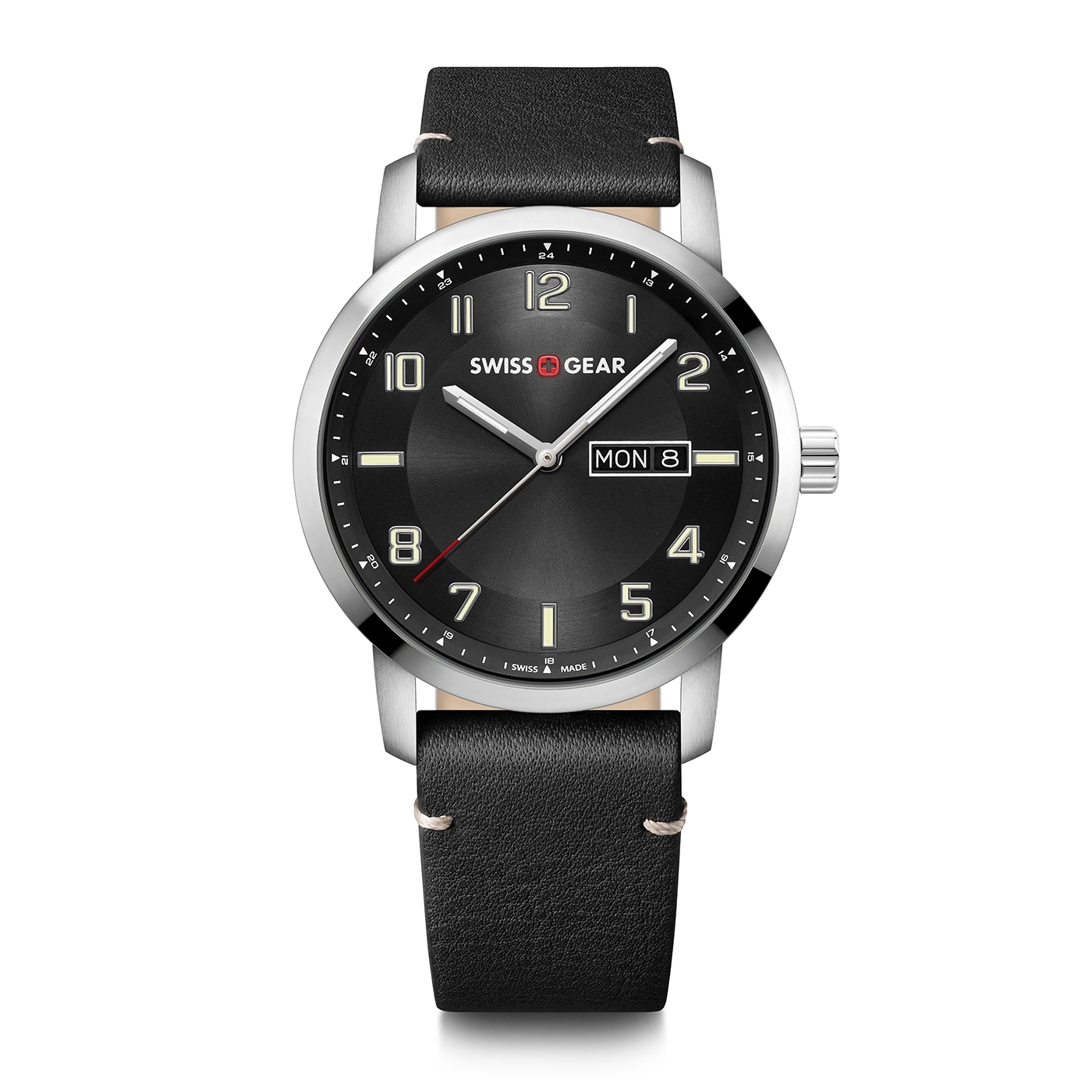 Men's watch black-silver Ø 42 mm Multifunctional watch with day and date display