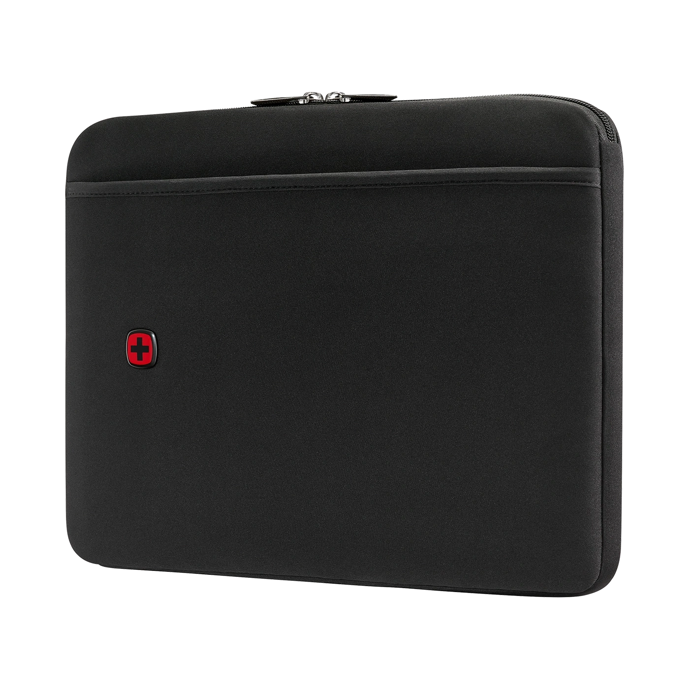 Schwarze Laptoptasche mit Reißverschluss und rotem Kreuz-Logo