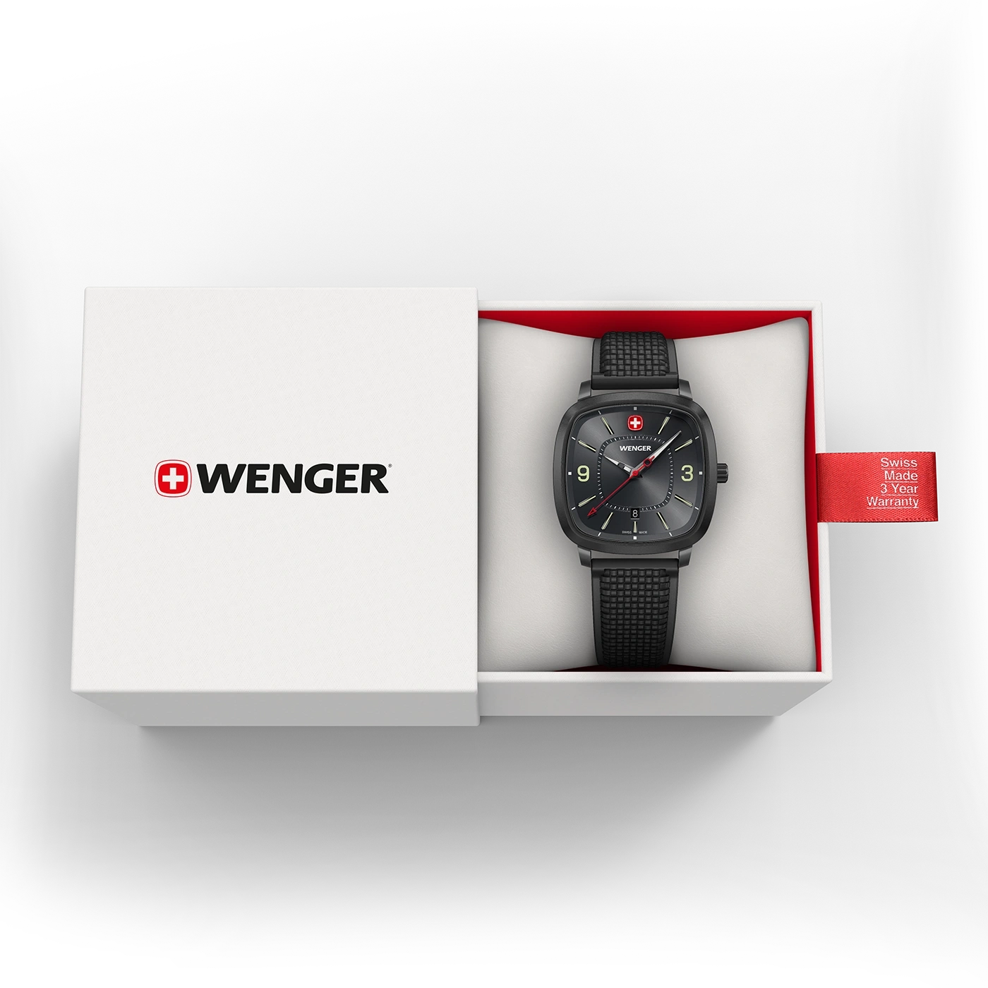 Wenger Uhr in einer Box, Swiss Made, 3 Jahre Garantie, schwarz