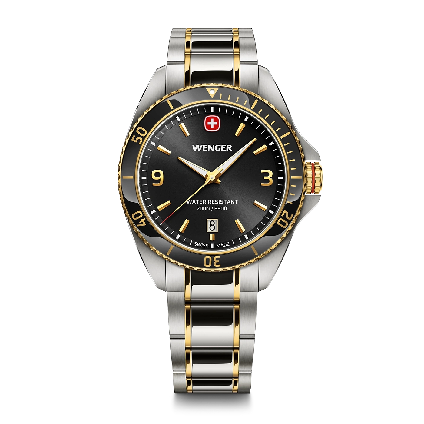 Men's watch black-two-coloured Ø 40 mm Elegant quartz watch, made in Switzerland