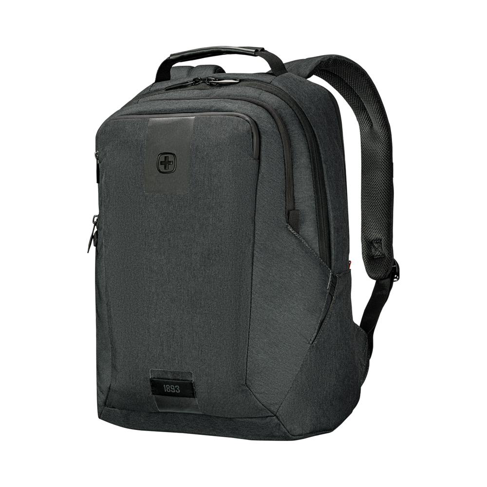 Schwarzer Rucksack mit Logo und Reißverschlüssen, 1893