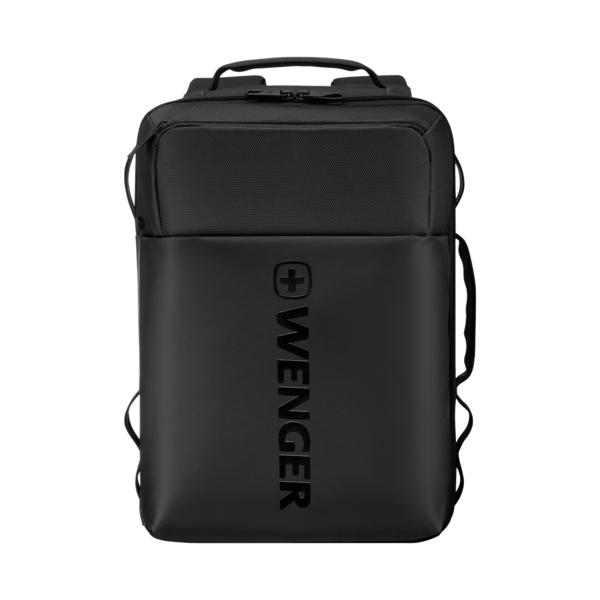 Sac à dos Wenger noir avec logo sur le devant.